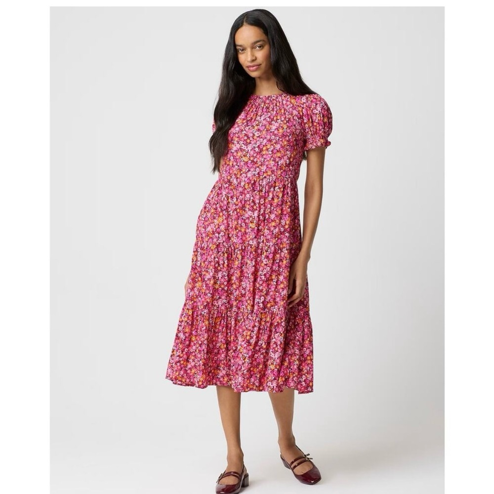 J.Crew Floral Pink Midi Dress